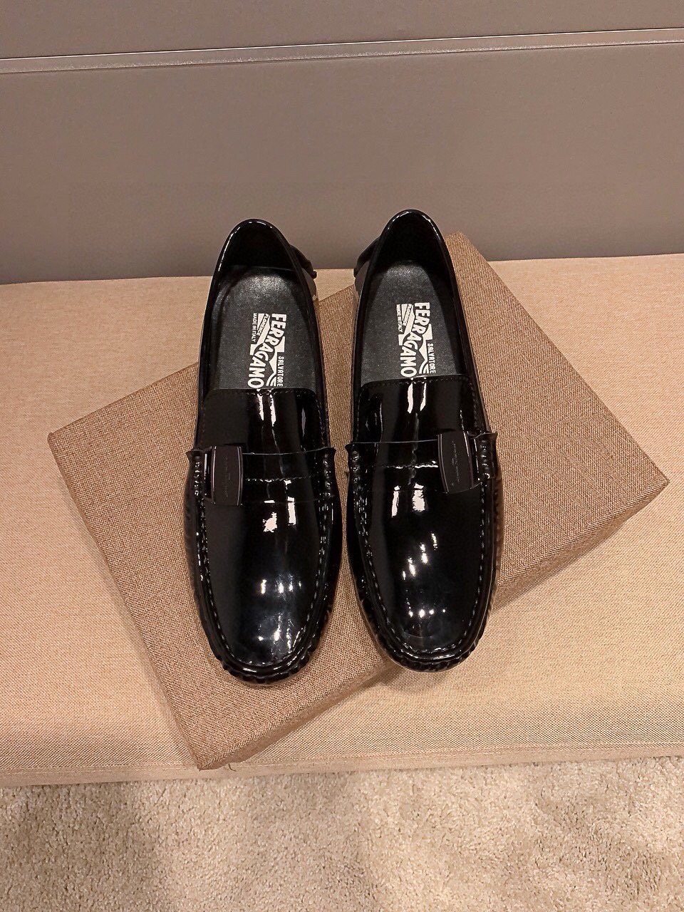 Ferragamo Black Patent Leather Loafers — hero