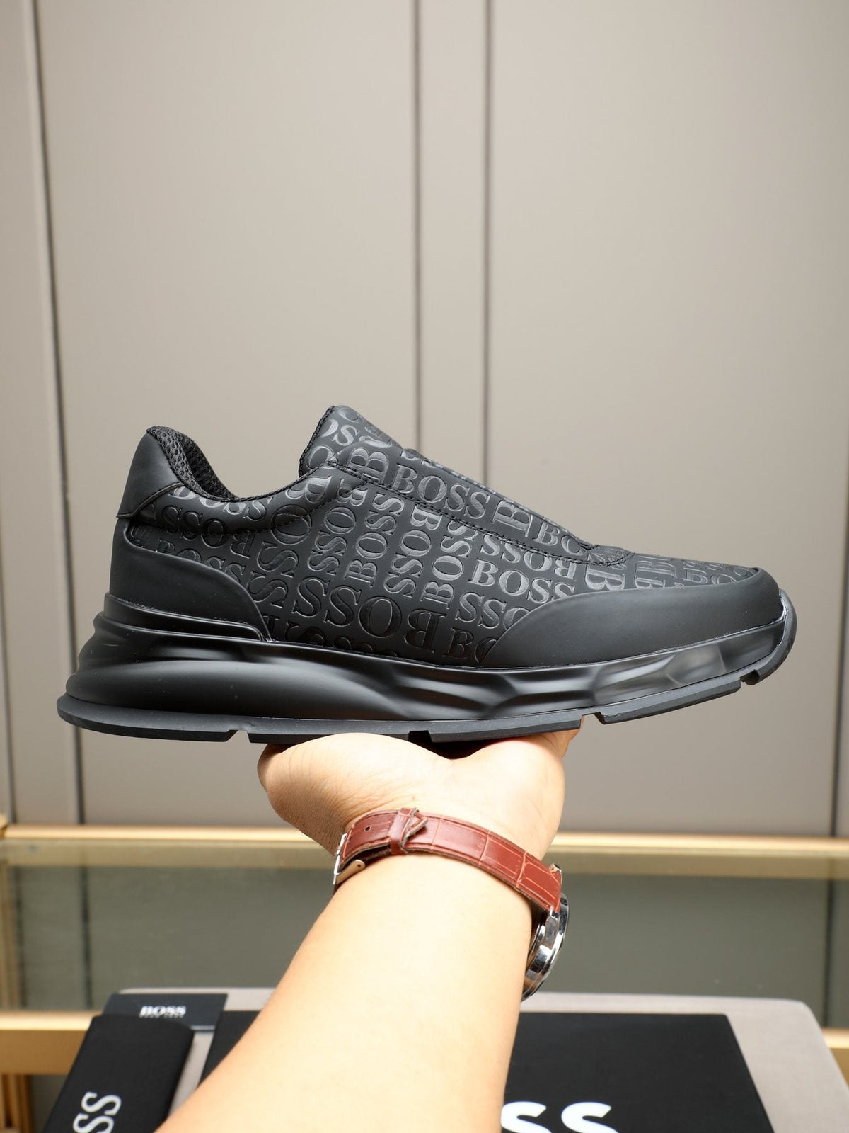BOSS Black Logo Slip-On Sneakers — model