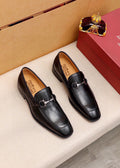 Ferragamo Black Metal-Hardware Loafers — hero