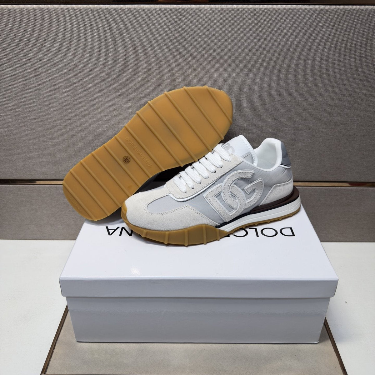 Dolce & Gabbana White Gum Sole Sneakers — detail