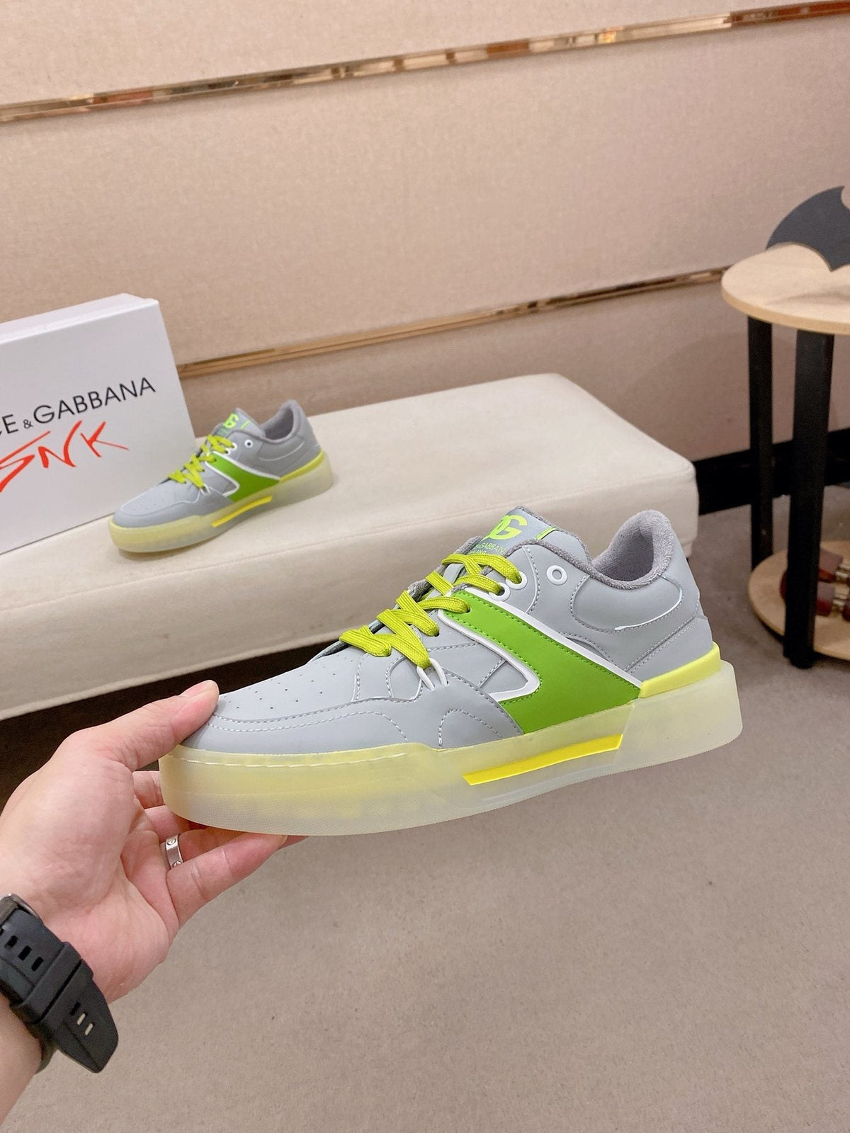 Dolce & Gabbana Neon Accent Low-Top Sneakers — side