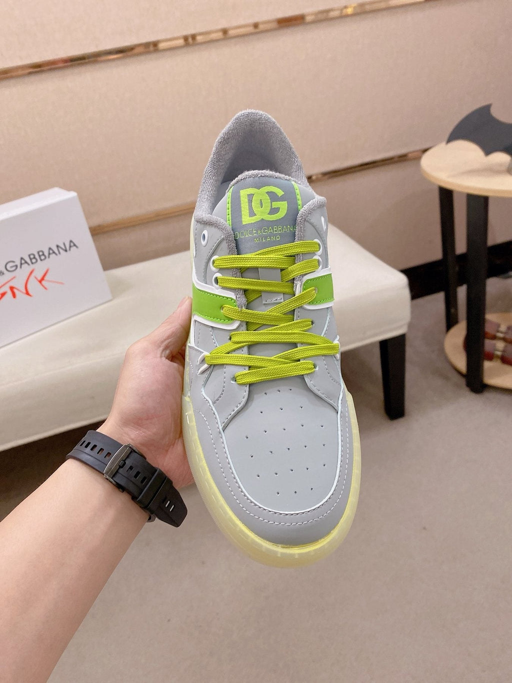 Dolce & Gabbana Neon Accent Low-Top Sneakers — front