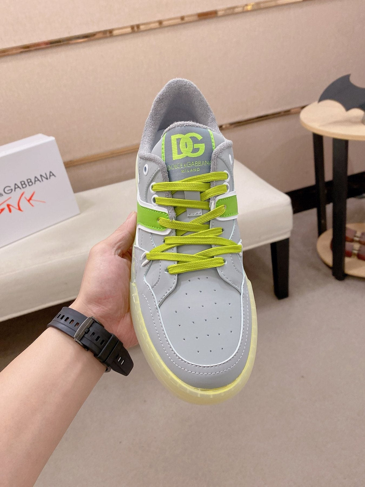 Dolce & Gabbana Neon Accent Low-Top Sneakers — front