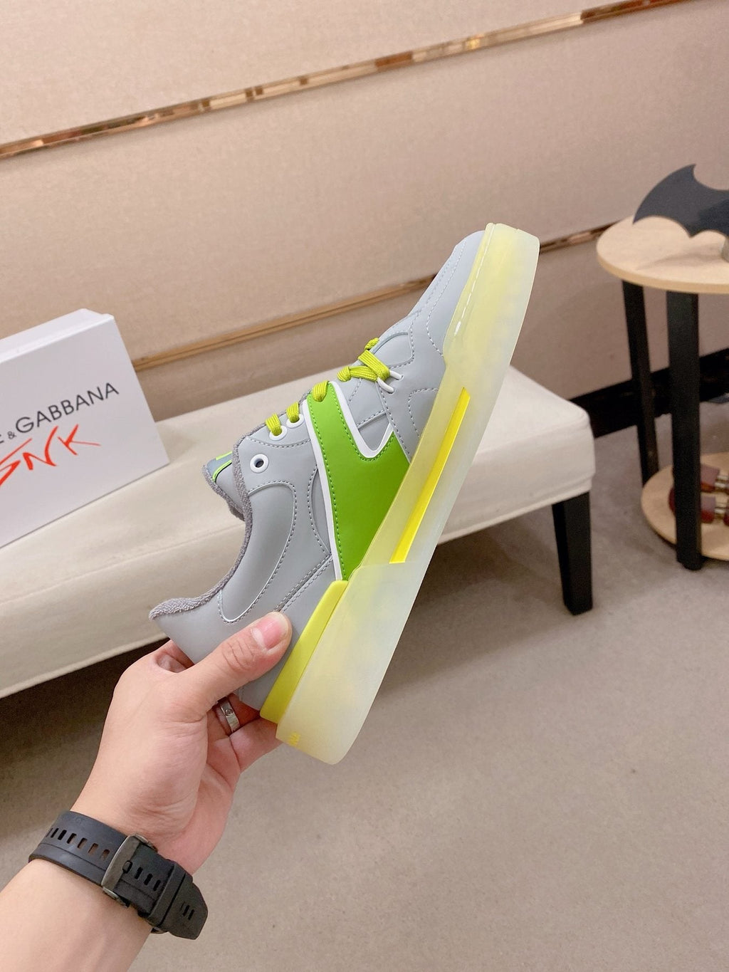 Dolce & Gabbana Neon Accent Low-Top Sneakers — side