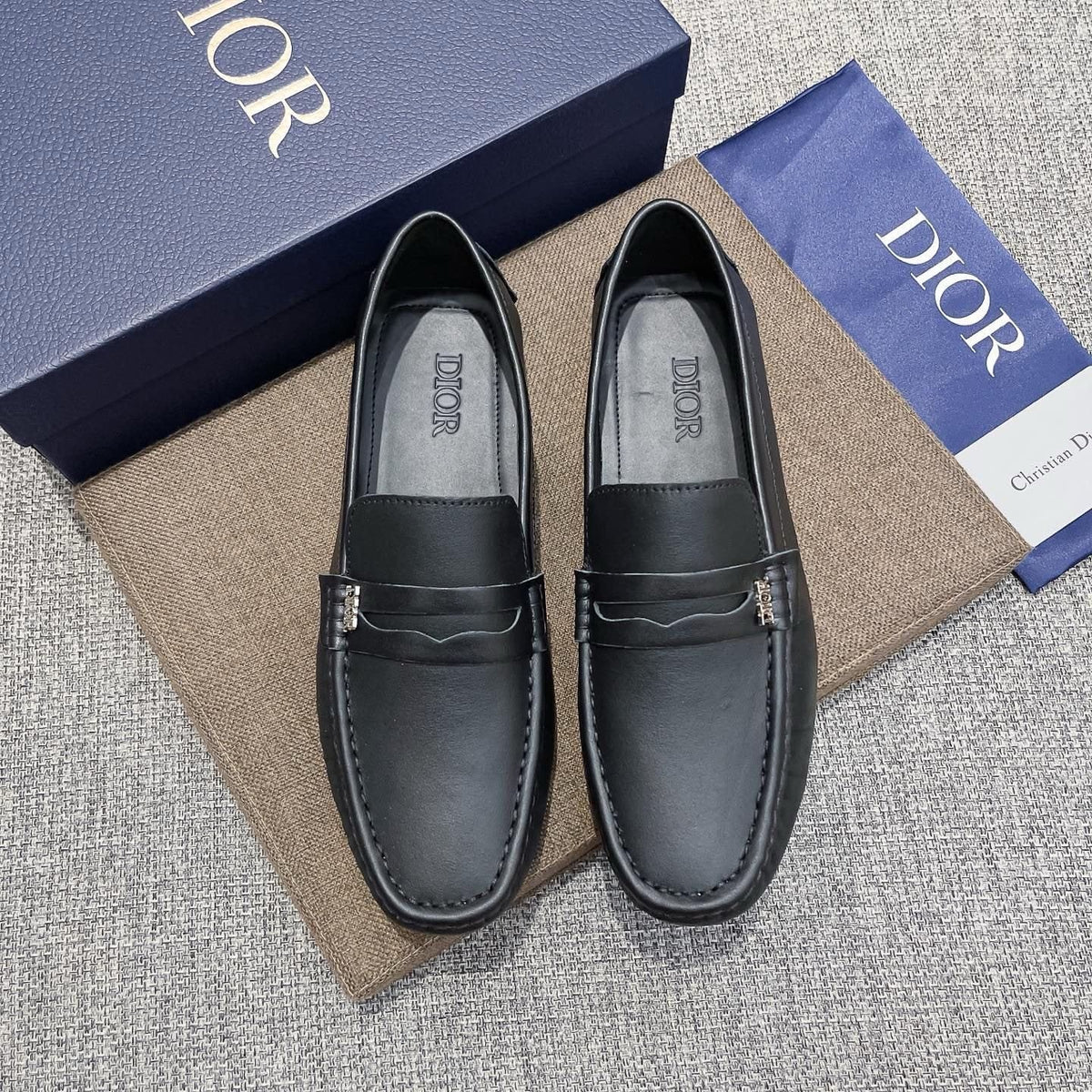 Dior Black Moc-Toe Loafers — front