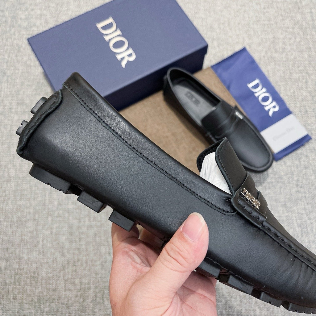 Dior Black Moc-Toe Loafers — detail