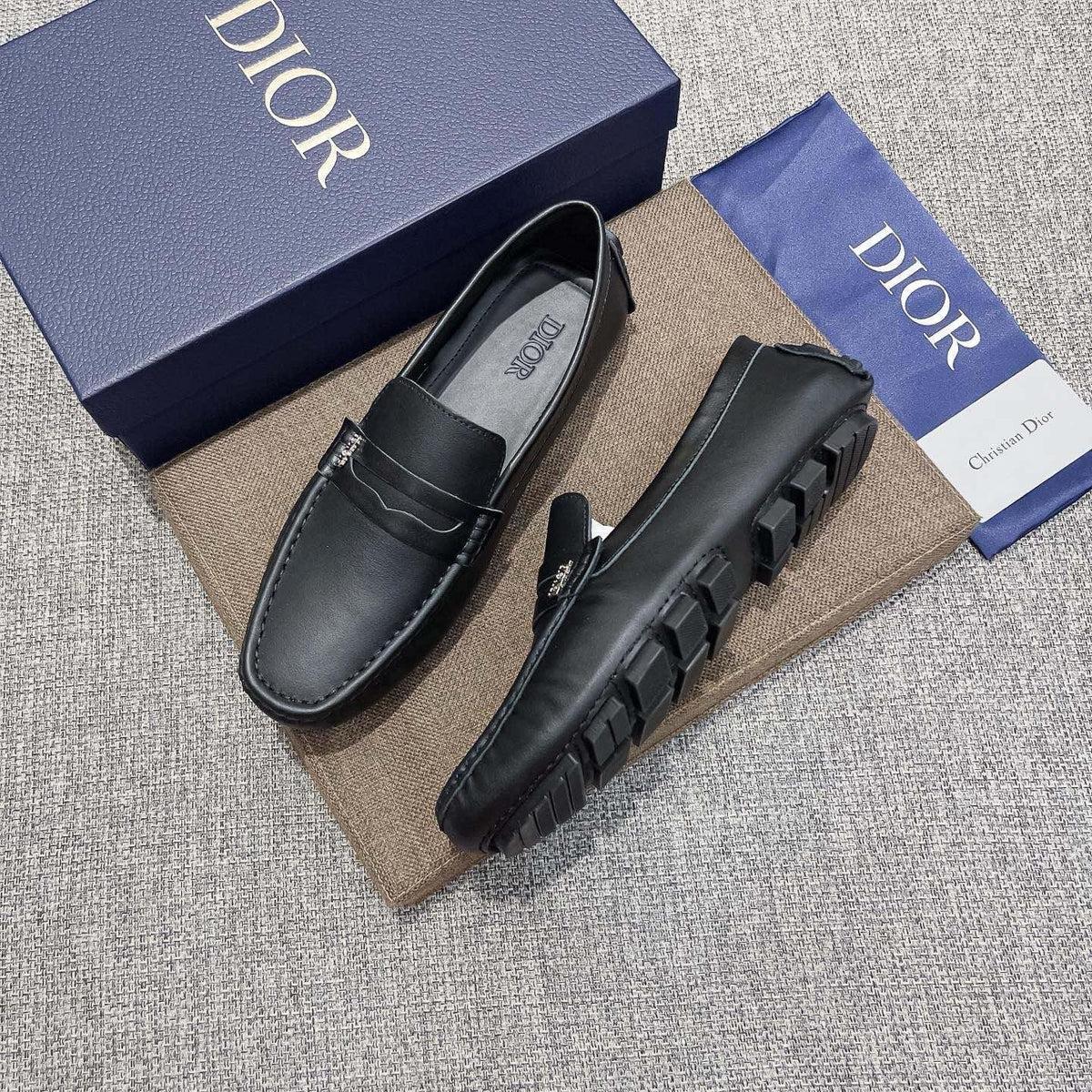 Dior Black Moc-Toe Loafers — side