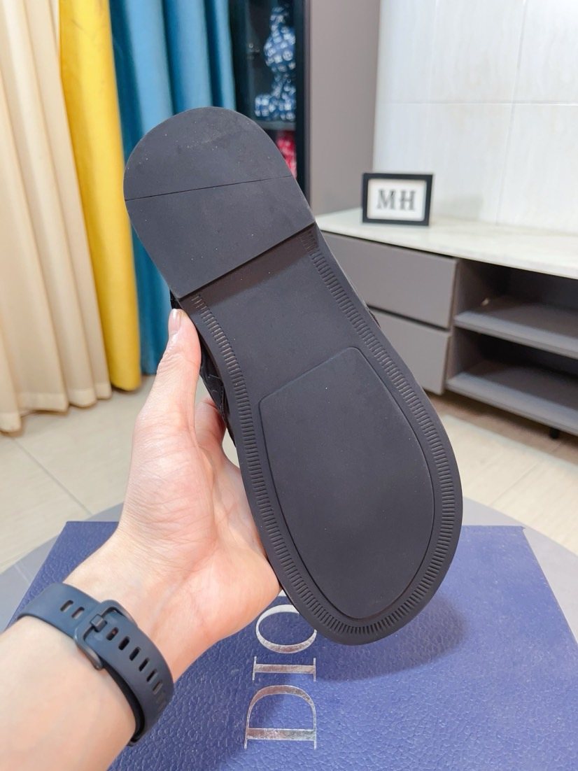 Dior Black Logo Thong Sandals — back