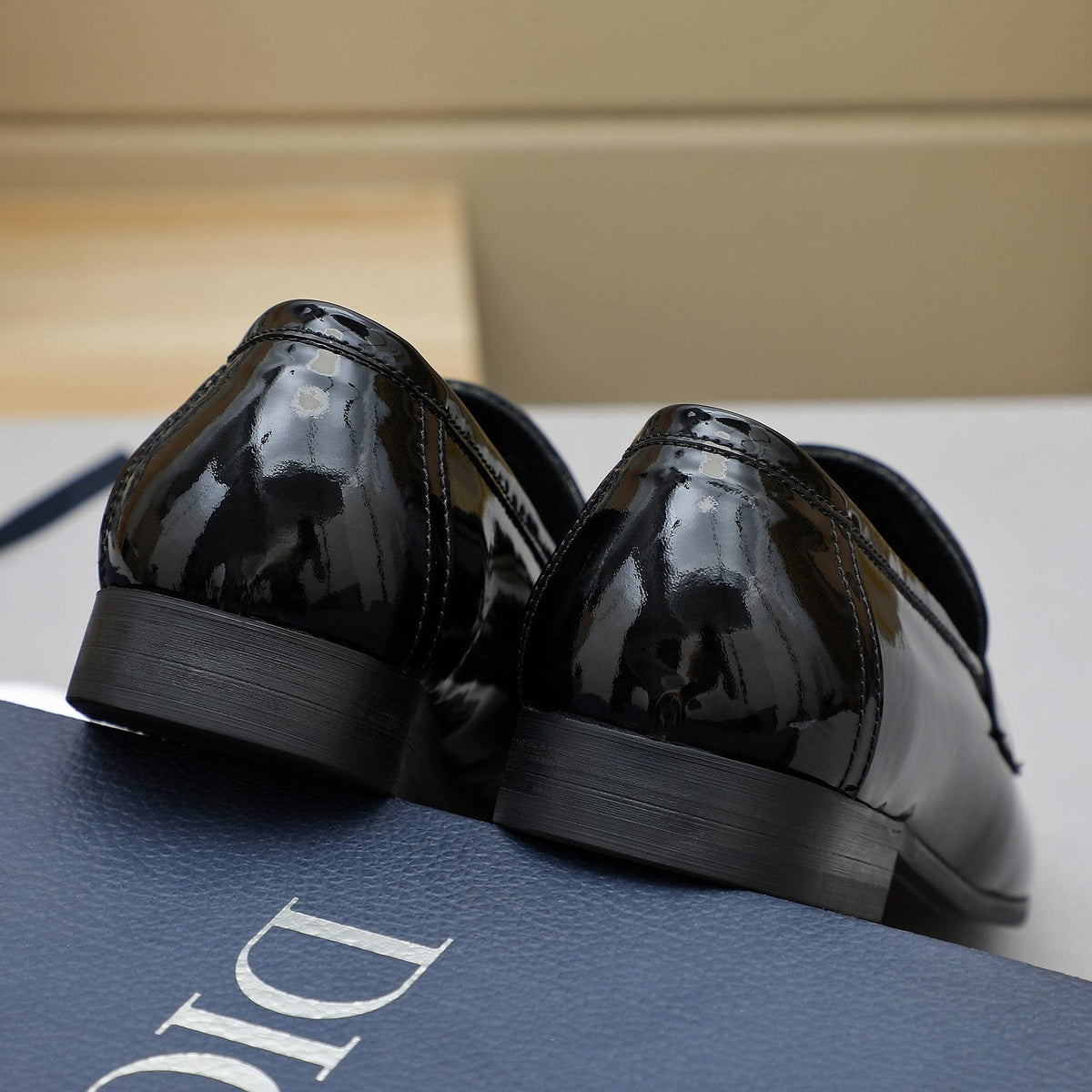 Dior Black Glossy Hardware Loafers — back