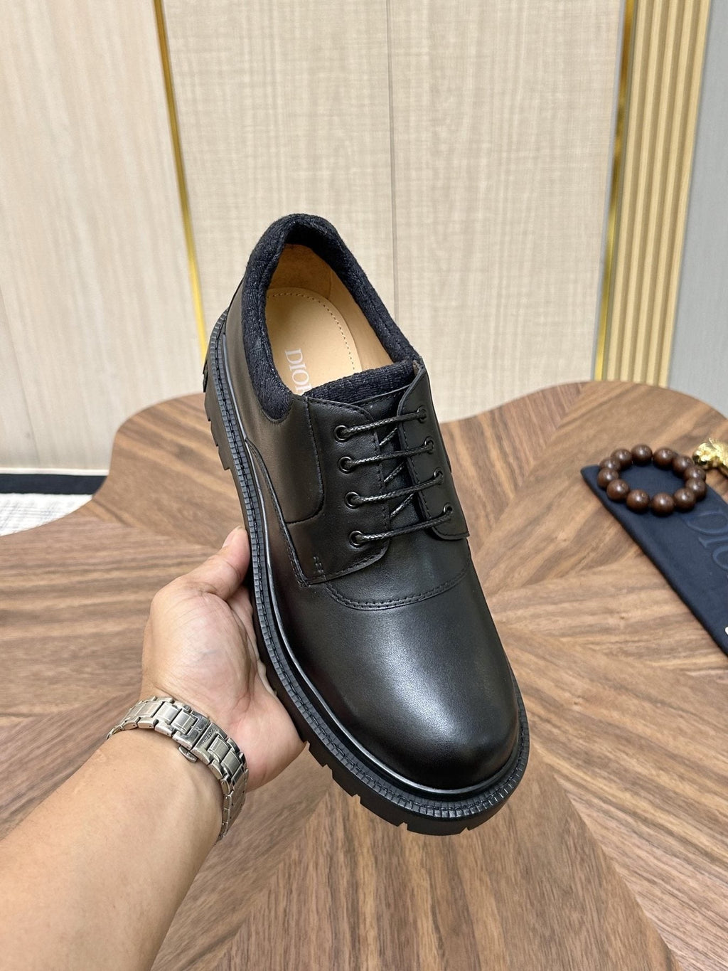 Dior Black Lug Sole Lace-Up Shoes — front