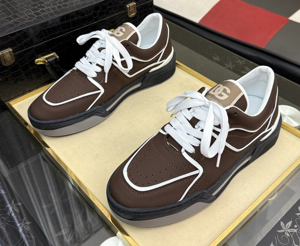 Dolce & Gabbana Brown Piped Low-Top Sneakers — hero