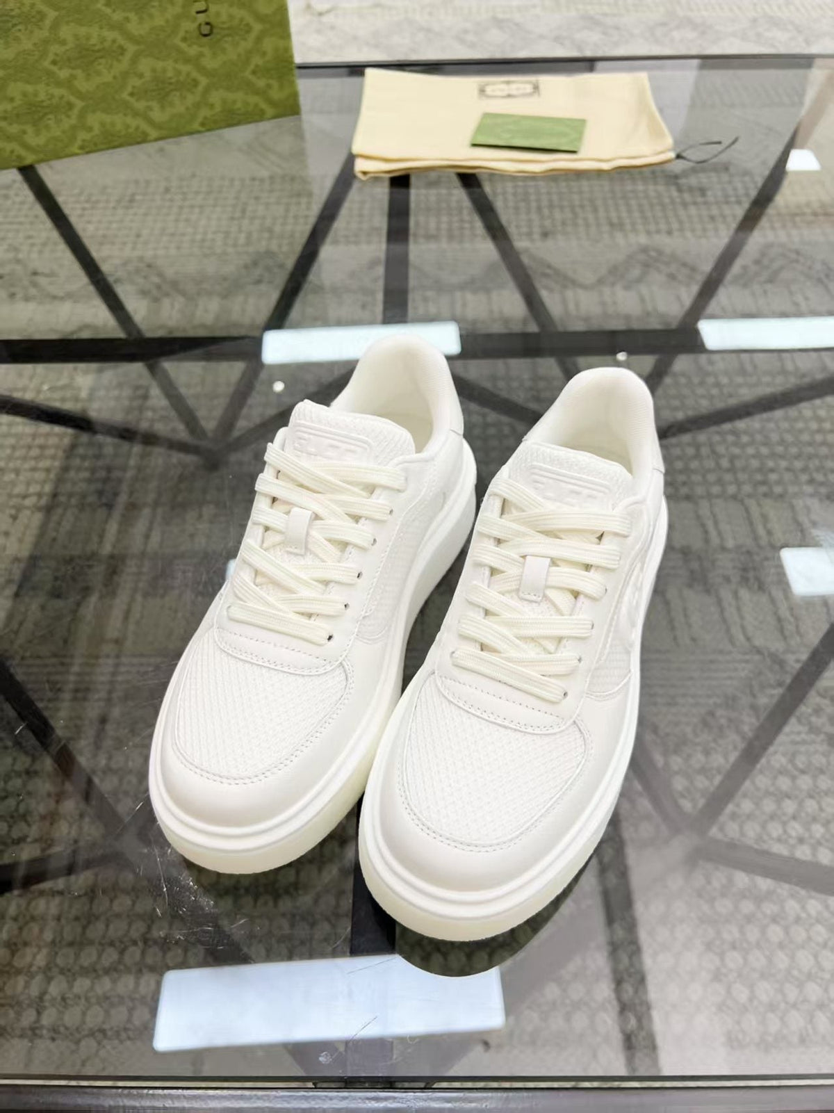 Gucci White Low-Top Sneakers — side