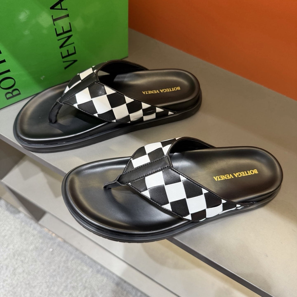 Bottega Veneta Woven Thong Sandals — front