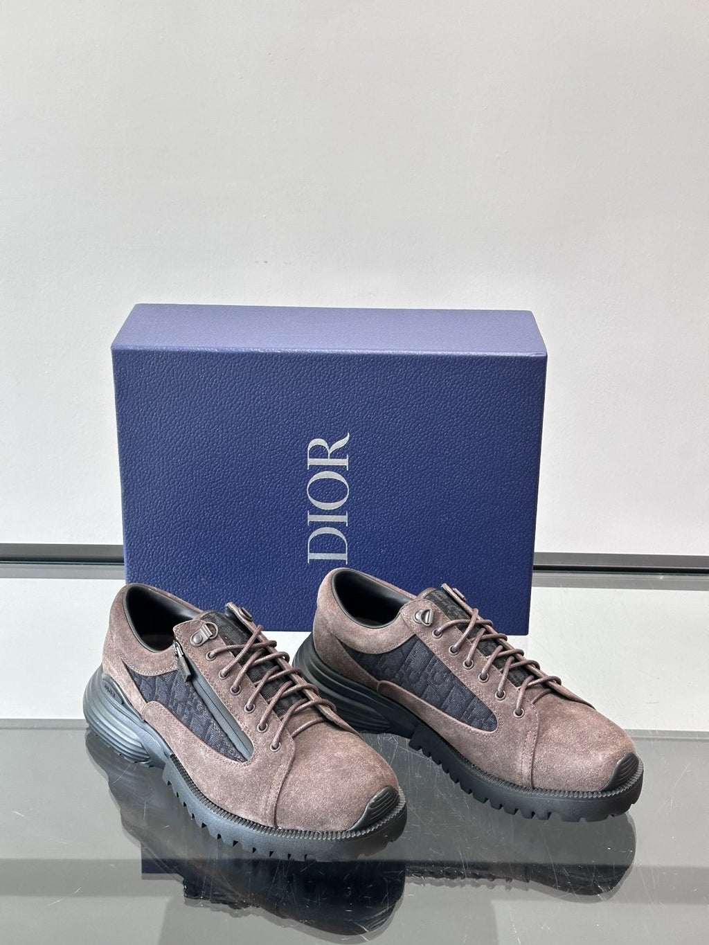 Dior Taupe Lace-Up Derby Shoes — front