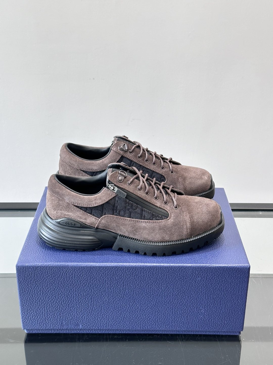 Dior Taupe Lace-Up Derby Shoes — front