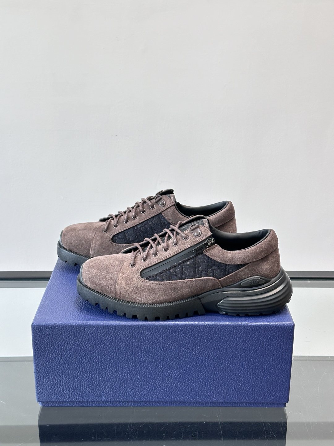 Dior Taupe Lace-Up Derby Shoes — side