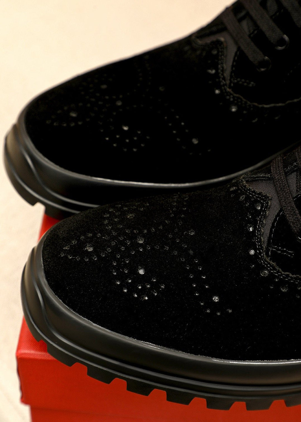 Ferragamo Black Perforated Lace-Up Shoes — detail