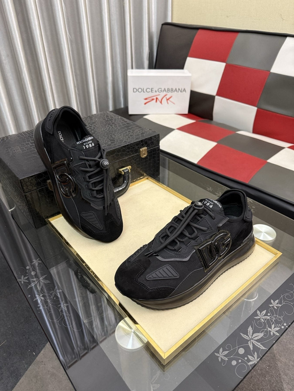 Dolce & Gabbana Black Paneled Sneakers — side