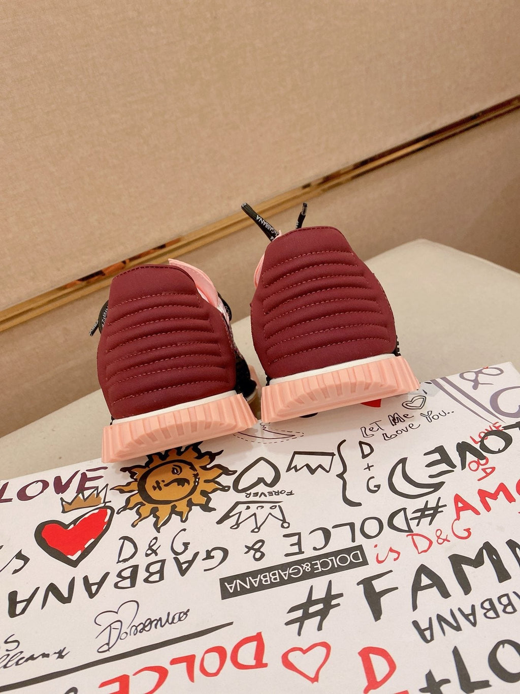 Dolce & Gabbana Pink Patterned Low-Top Sneakers — back