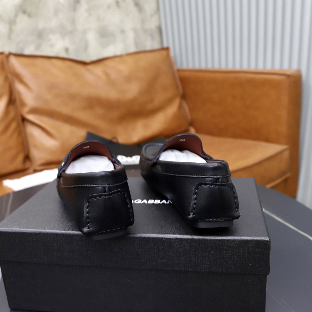 Dolce & Gabbana Black Logo-Detail Loafers — back