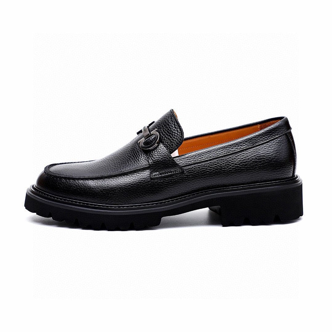 微商相册测试鞋子-Ferragamo Black Pebbled Bit Loafers — side
