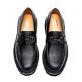 微商相册测试鞋子-Ferragamo Black Pebbled Bit Loafers — hero