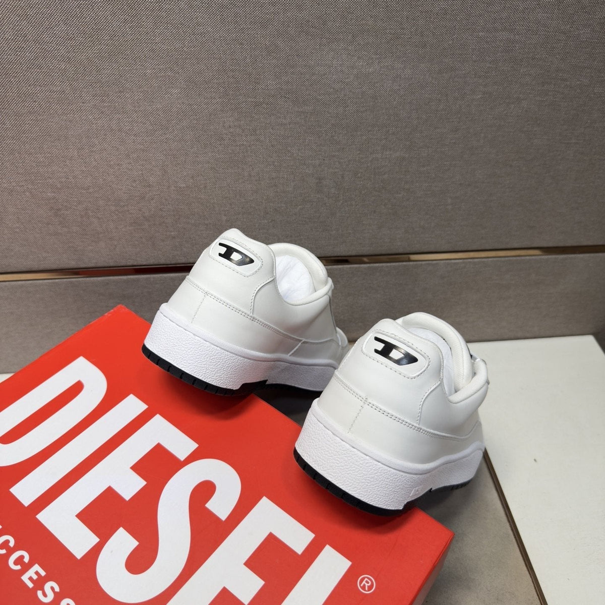 DIESEL White and Black Low-Top Sneakers — back