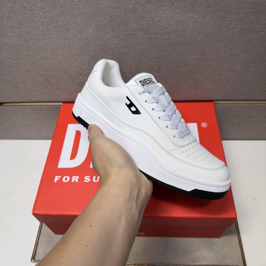 DIESEL White and Black Low-Top Sneakers — model