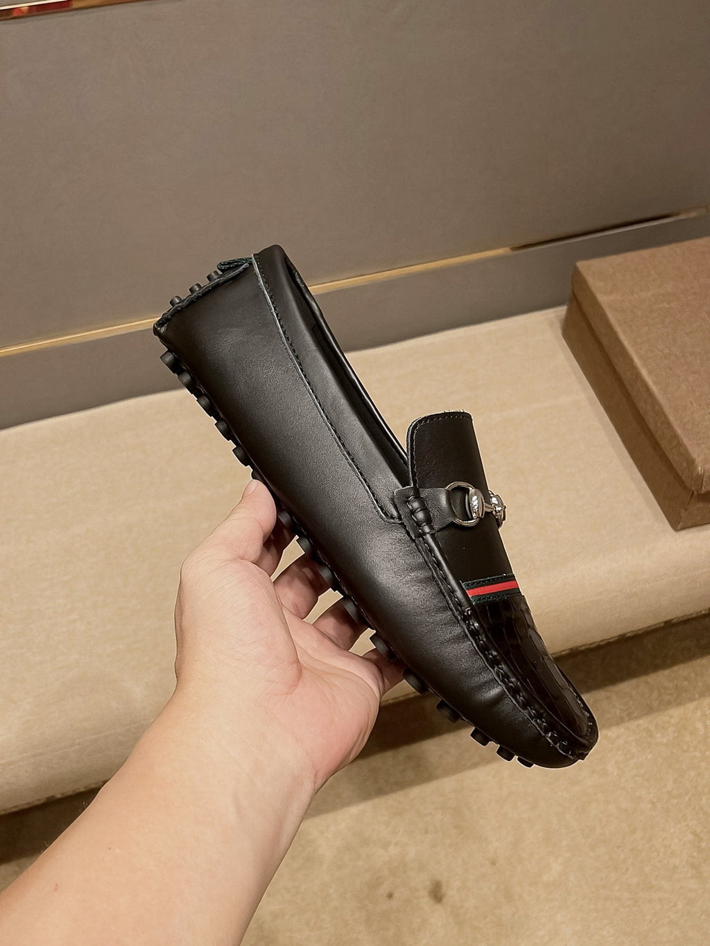 Gucci Black Stripe Bit Loafers — side