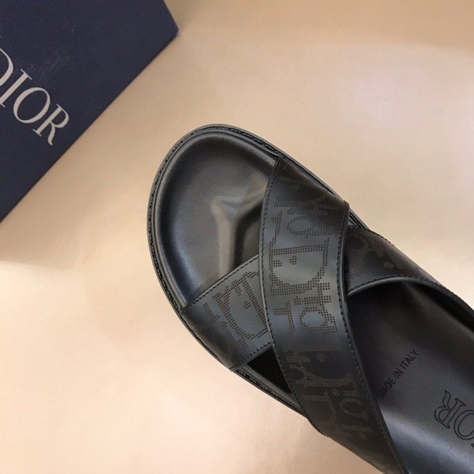 Dior Black Crisscross Slide Sandals — detail