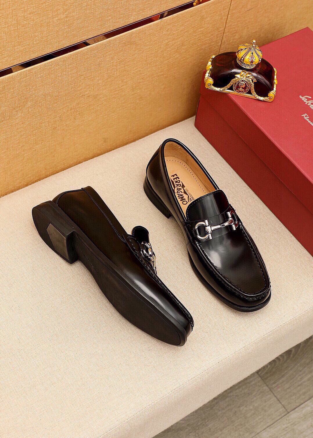 Ferragamo Black Metal-Bit Loafers — hero