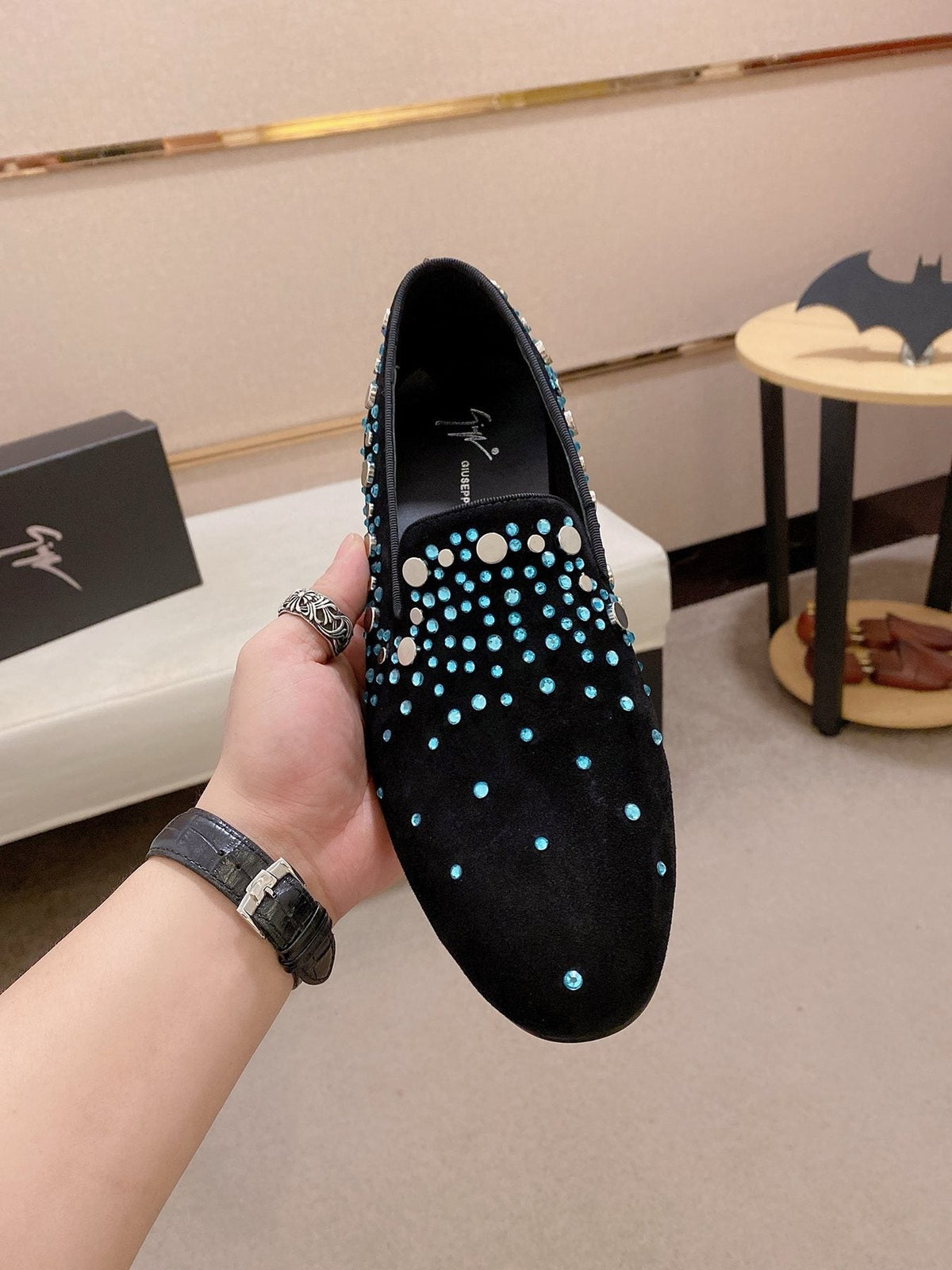 Giuseppe Zanotti Rhinestone Slip-On Loafers — front