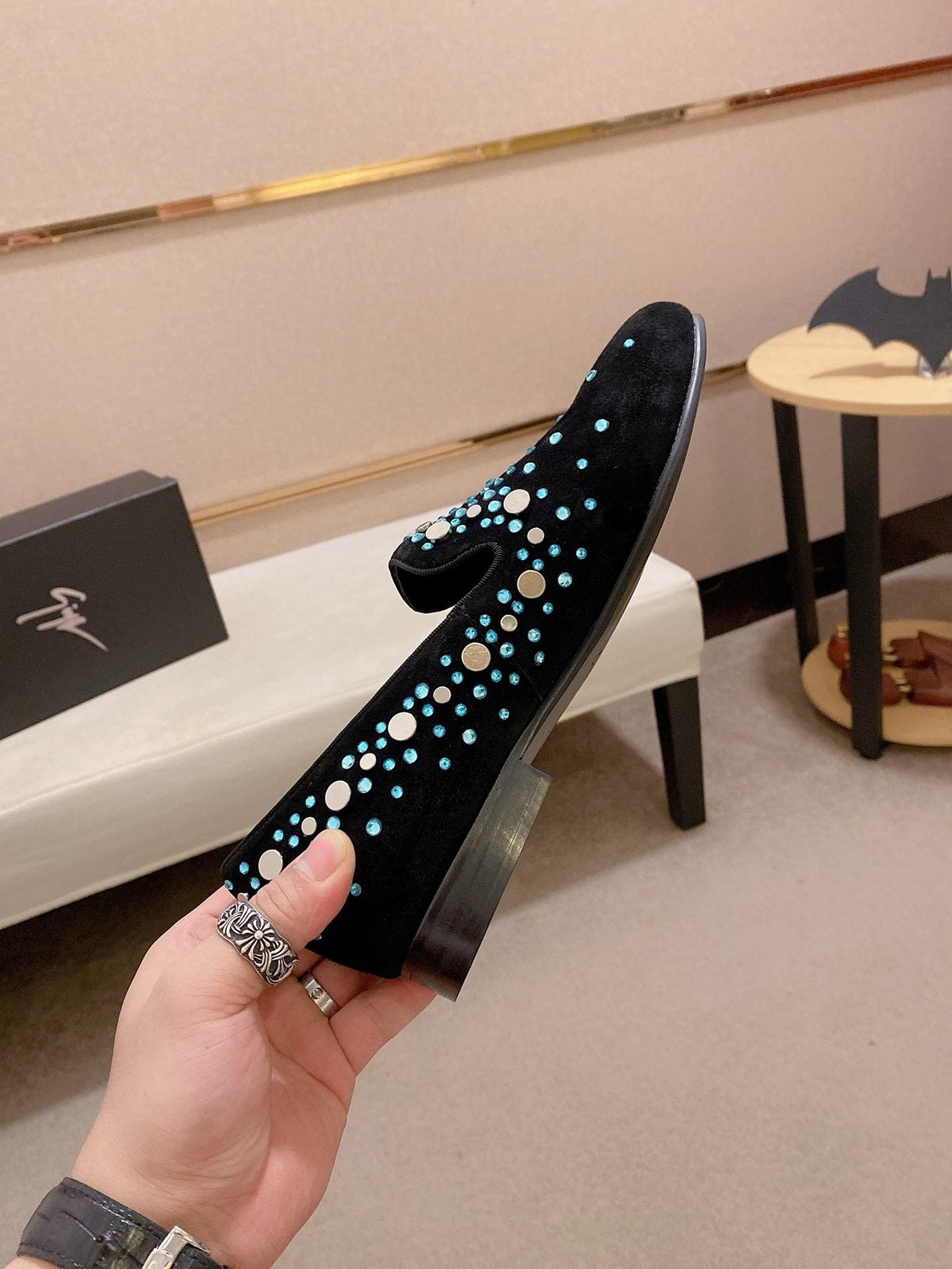 Giuseppe Zanotti Rhinestone Slip-On Loafers — side