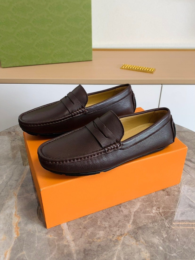 Brown Moc-Toe Slip-On Loafers — front
