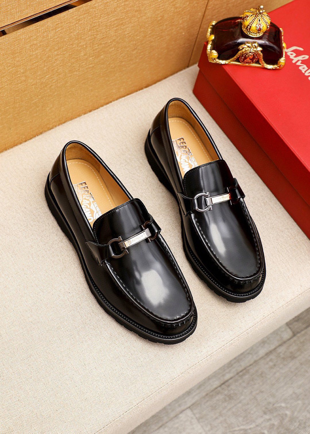 Ferragamo Black Bit Loafers — hero