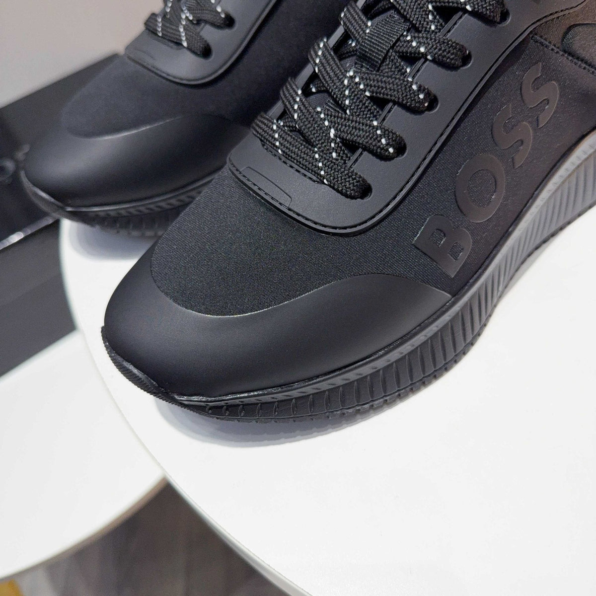 BOSS Black Knit-Look Low-Top Sneakers — detail