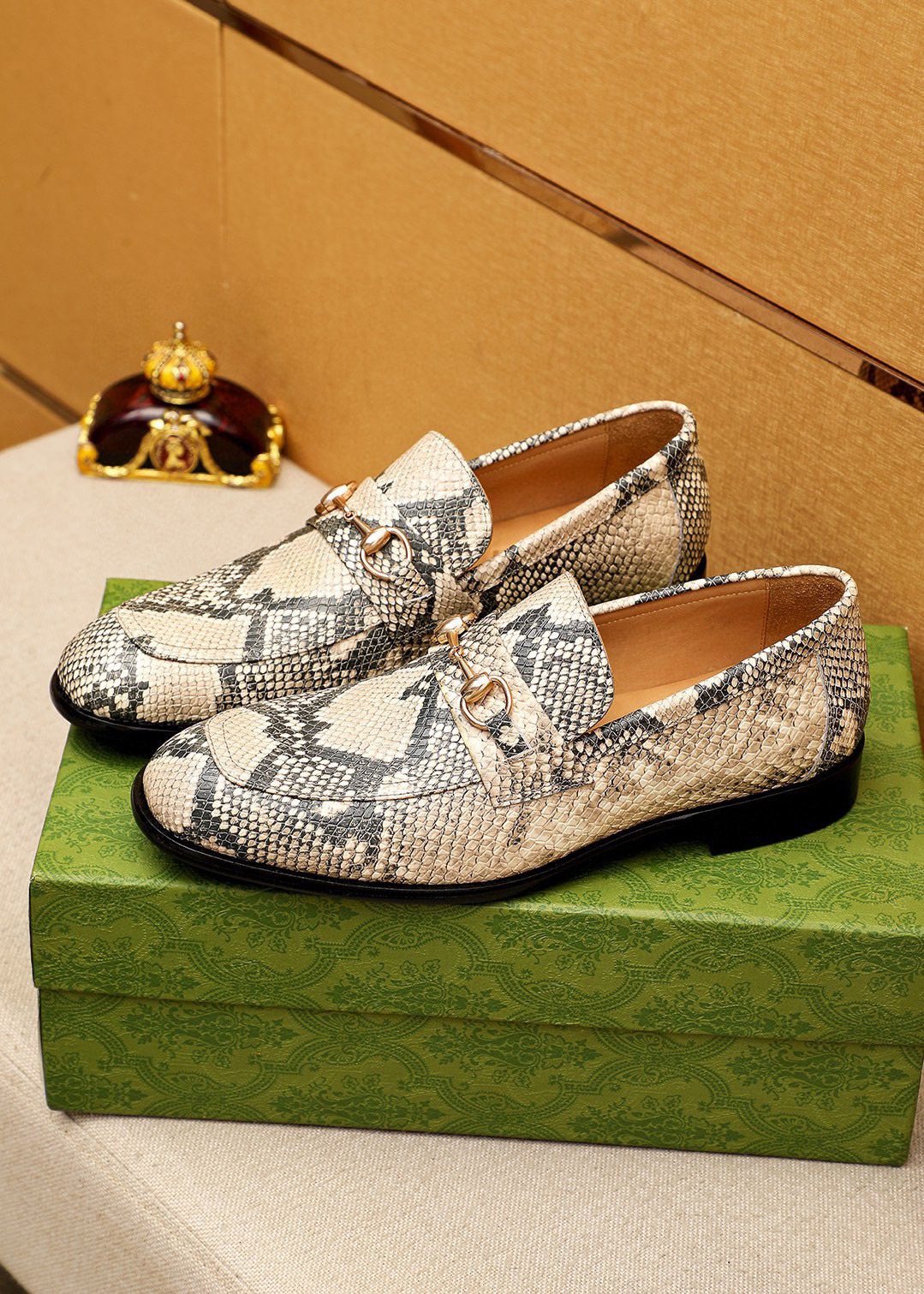 Gucci Snakeskin-Pattern Loafers — front