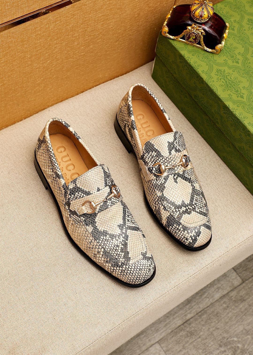 Gucci Snakeskin-Pattern Loafers — hero