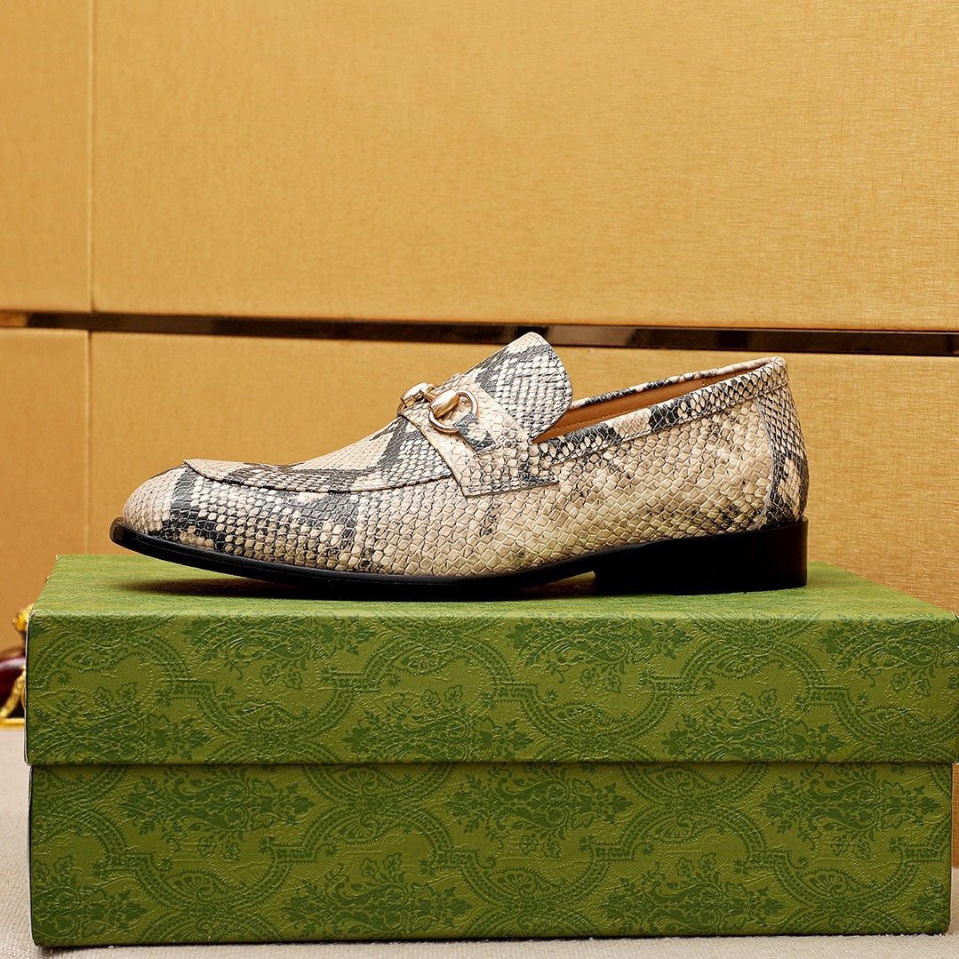 Gucci Snakeskin-Pattern Loafers — side