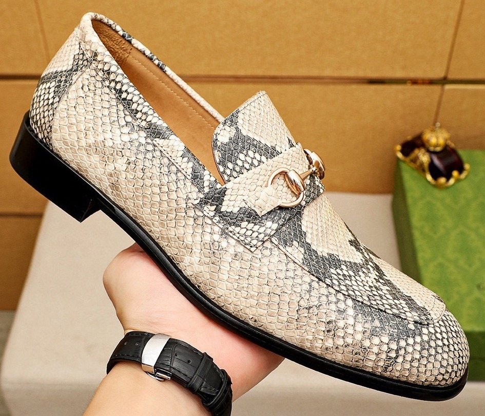 Gucci Snakeskin-Pattern Loafers — front