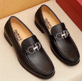 Ferragamo Black Buckle Loafers — front