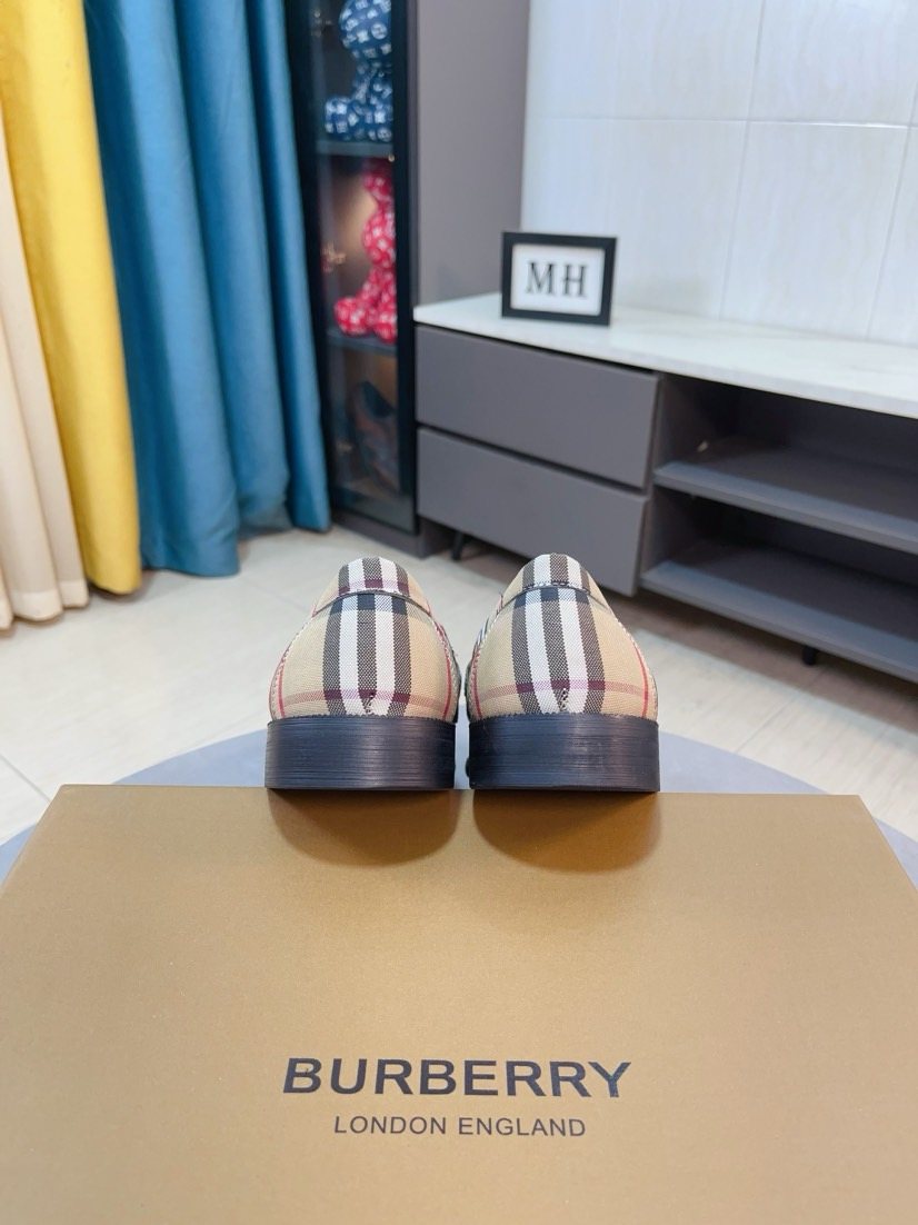 Burberry Beige Check Plaid Loafers — back
