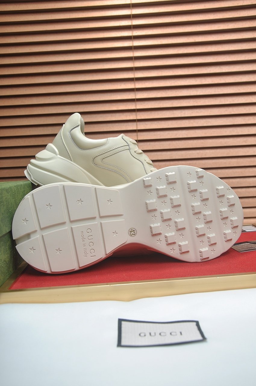 Gucci Ivory White Red Logo Sneakers — side
