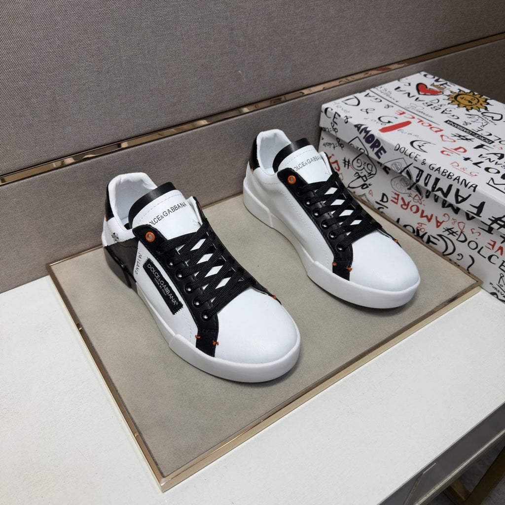 Dolce & Gabbana White Black Orange Low-Top Sneakers — hero