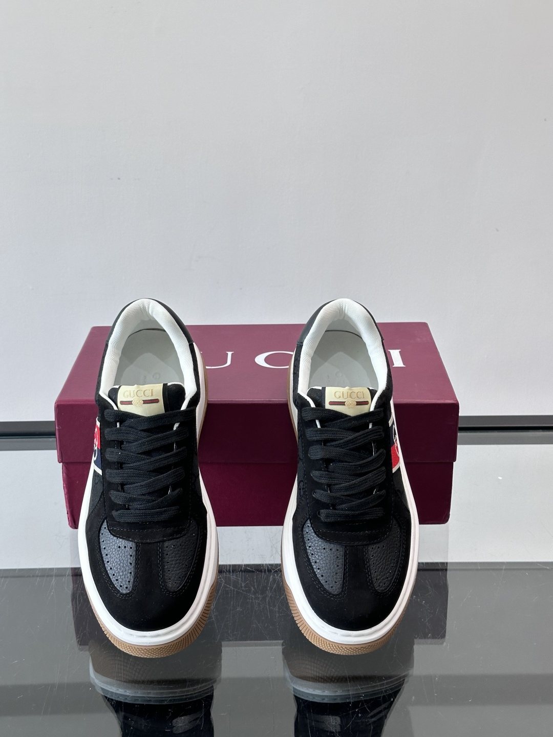 Gucci Black Stripe Sneakers — front