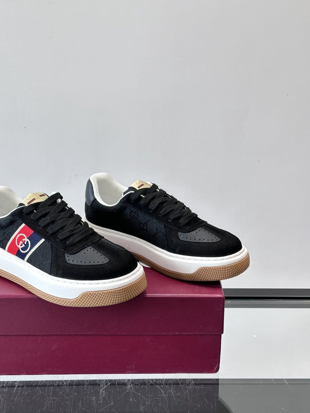 Gucci Black Stripe Sneakers — side