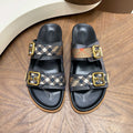 Burberry Black Plaid Two-Strap Slide Sandals — hero