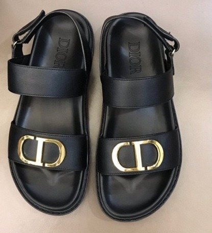 Dior Black Gold-Tone Hardware Sandals — front