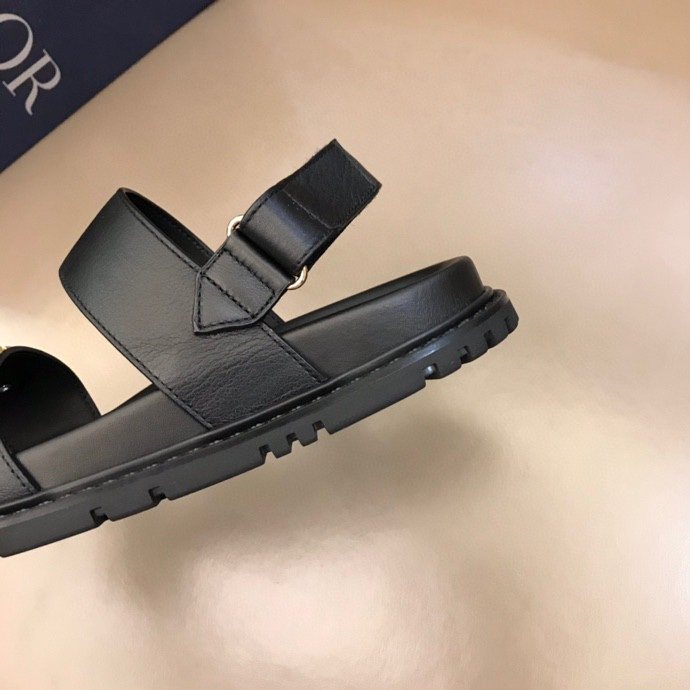 Dior Black Gold-Tone Hardware Sandals — side