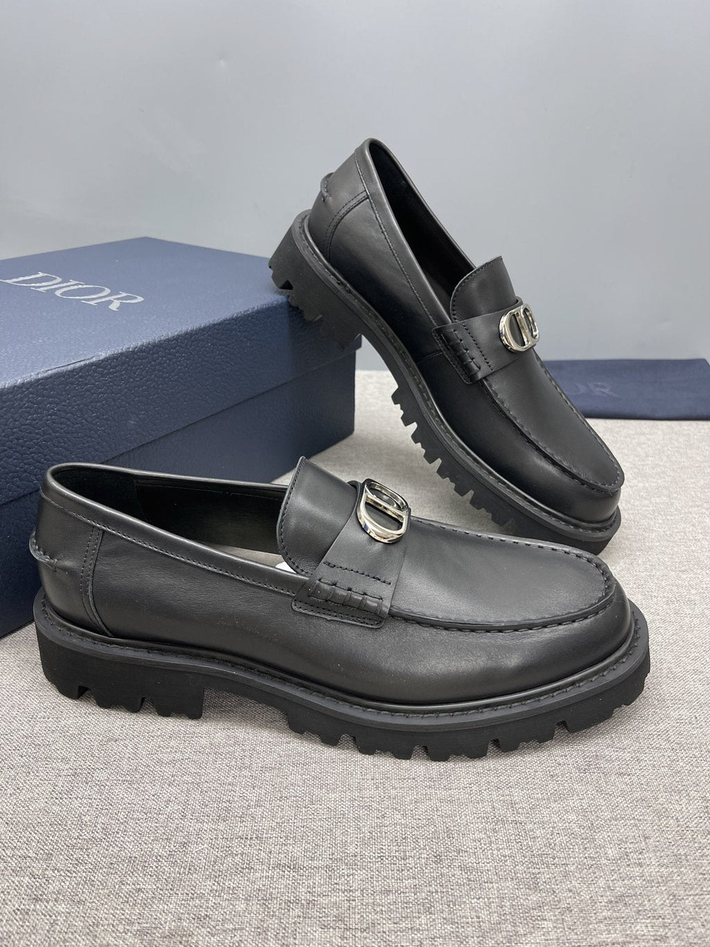 DIOR Black Double-Loop Slip-On Loafers — side